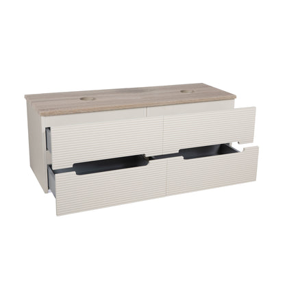 Tailored Bathrooms Monza Plus 1200mm Fluted Wall Hung Double Vanity Unit & Countertop