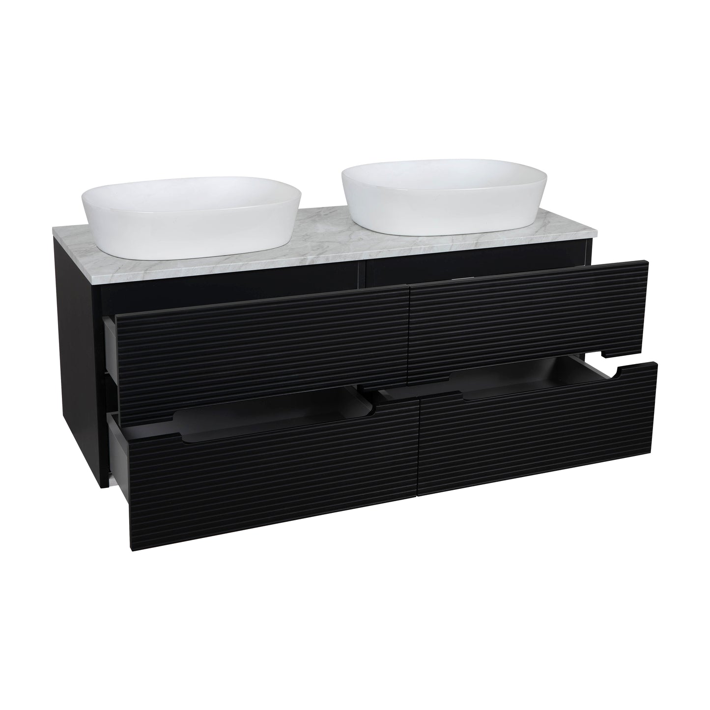 Tailored Bathrooms Monza Plus 1200mm Fluted Wall Hung Double Vanity Unit & Countertop