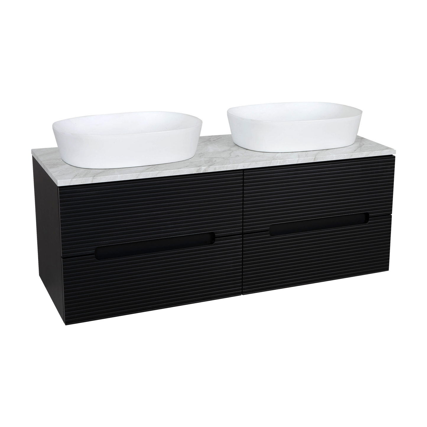 Tailored Bathrooms Monza Plus 1200mm Fluted Wall Hung Double Vanity Unit & Countertop