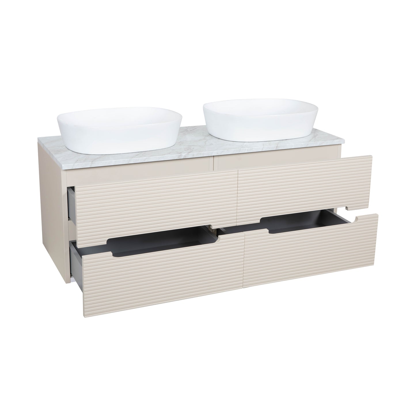 Tailored Bathrooms Monza Plus 1200mm Fluted Wall Hung Double Vanity Unit & Countertop