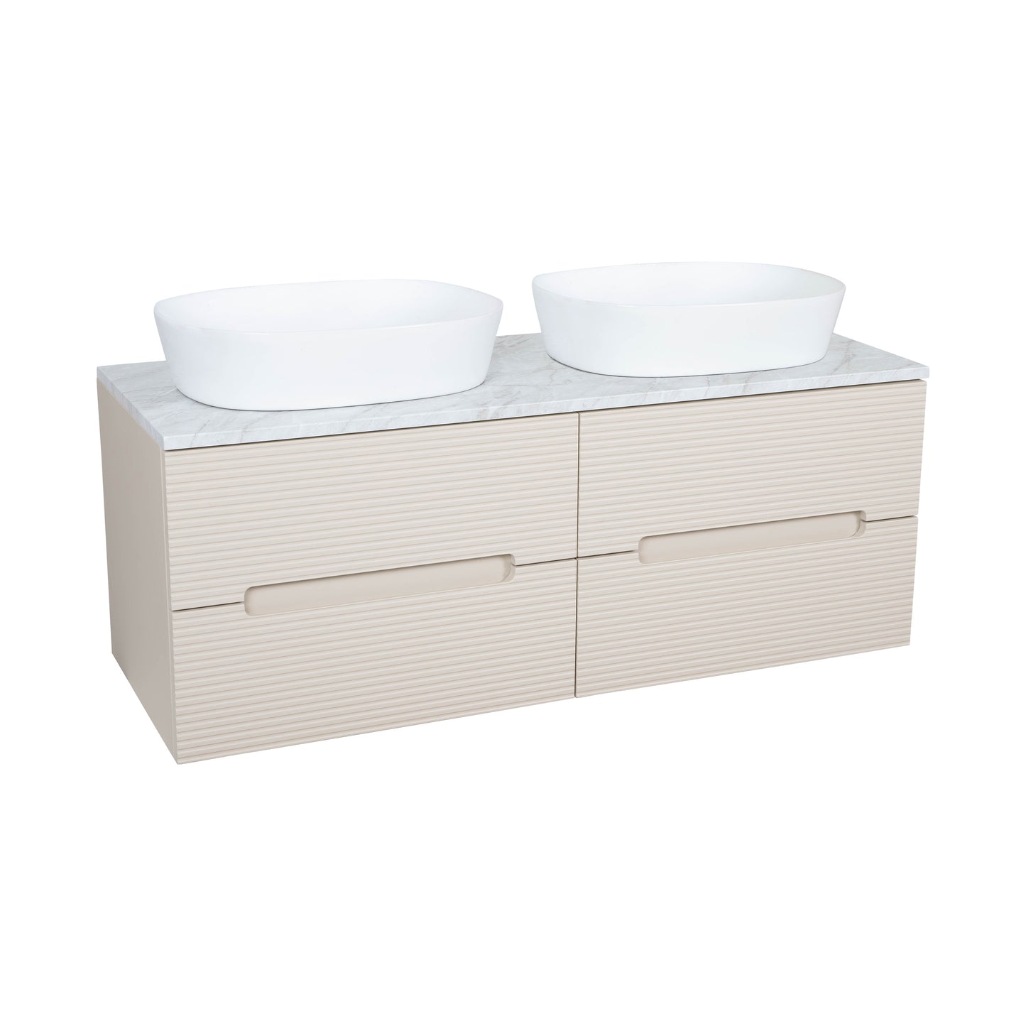 Tailored Bathrooms Monza Plus 1200mm Fluted Wall Hung Double Vanity Unit & Countertop