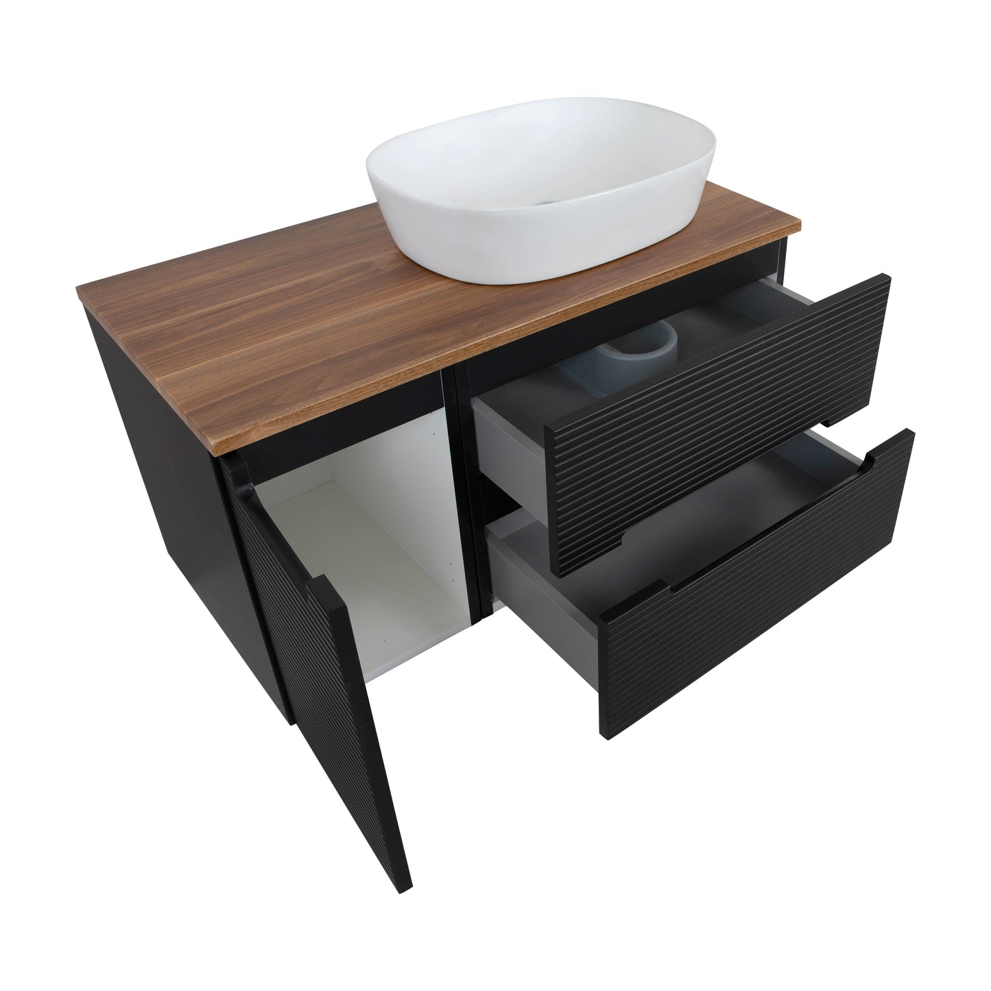 Tailored Bathrooms Monza Plus 900mm Fluted Wall Hung Vanity Unit & Countertop