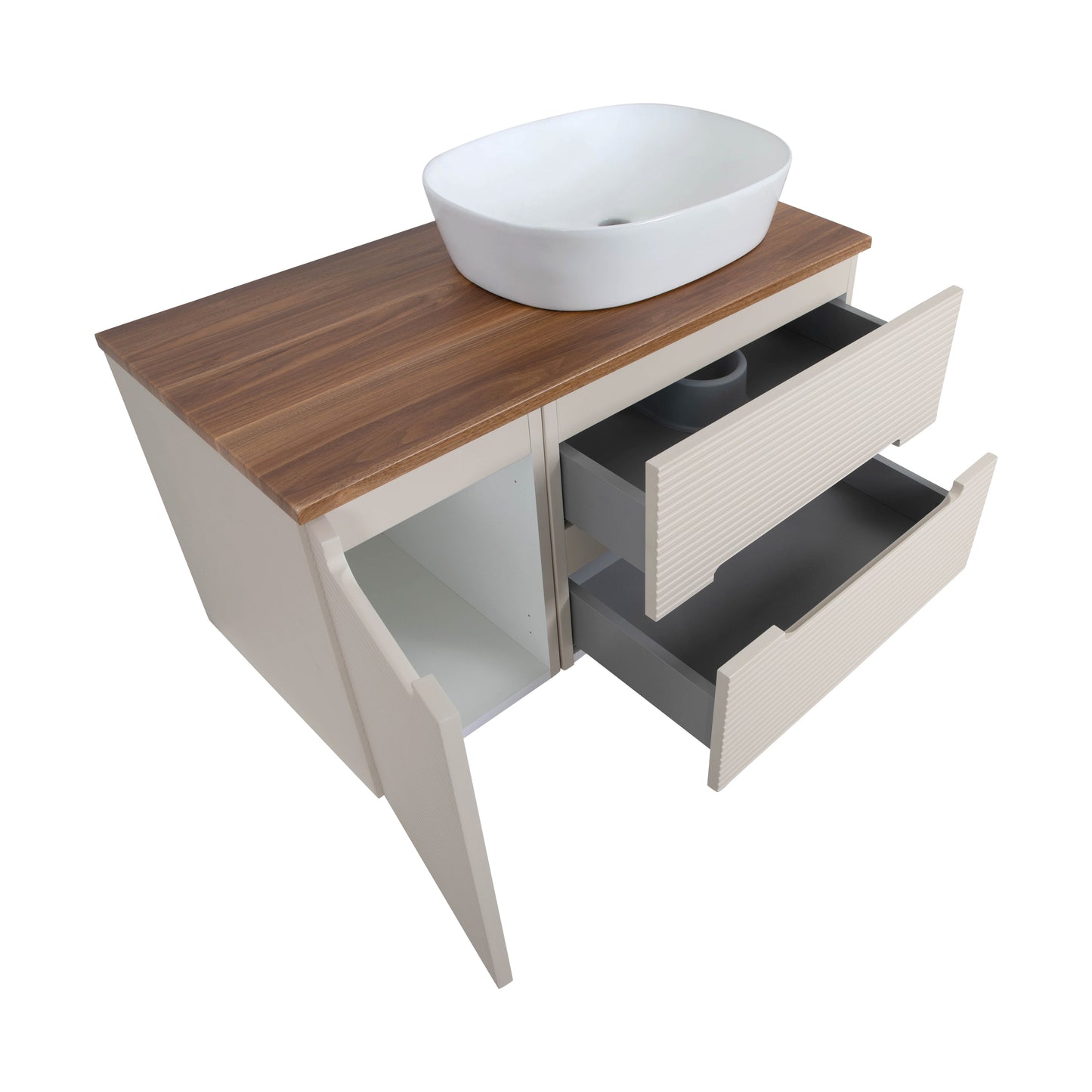 Tailored Bathrooms Monza Plus 900mm Fluted Wall Hung Vanity Unit & Countertop