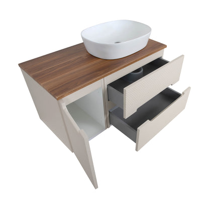 Tailored Bathrooms Monza Plus 900mm Fluted Wall Hung Vanity Unit & Countertop