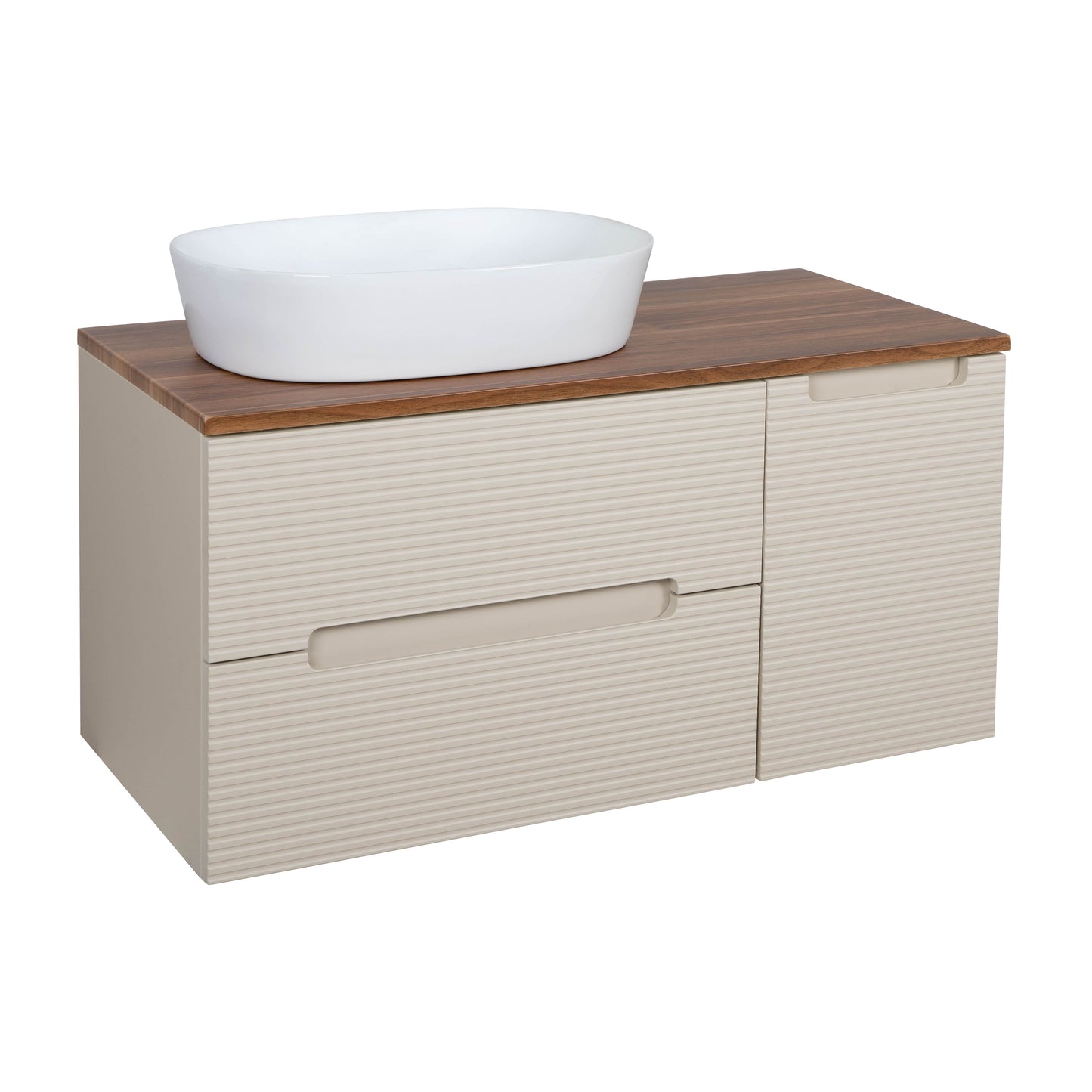 Tailored Bathrooms Monza Plus 900mm Fluted Wall Hung Vanity Unit & Countertop