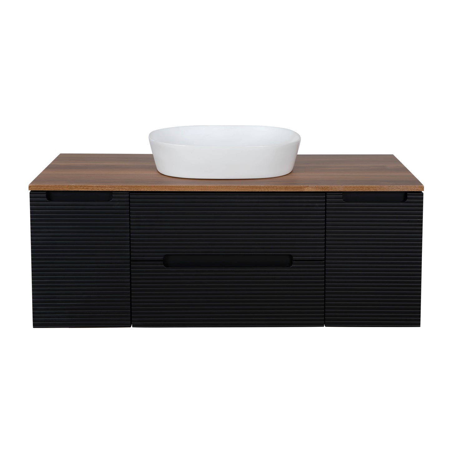 Tailored Bathrooms Monza Plus 1200mm Fluted Wall Hung Vanity with 2 Side Cabinets & Countertop