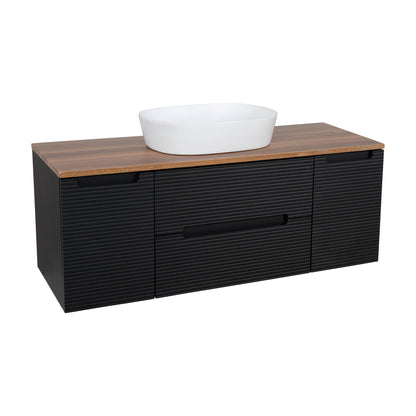 Tailored Bathrooms Monza Plus 1200mm Fluted Wall Hung Vanity with 2 Side Cabinets & Countertop