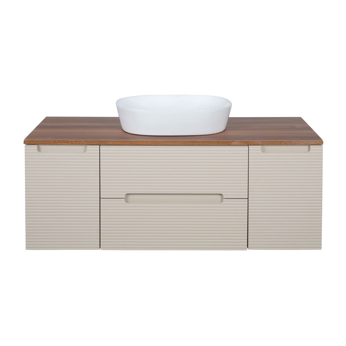 Tailored Bathrooms Monza Plus 1200mm Fluted Wall Hung Vanity with 2 Side Cabinets & Countertop