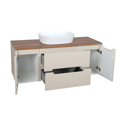 Tailored Bathrooms Monza Plus 1200mm Fluted Wall Hung Vanity with 2 Side Cabinets & Countertop