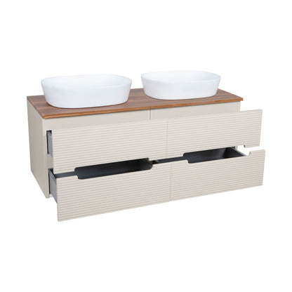 Tailored Bathrooms Monza Plus 1200mm Fluted Wall Hung Double Vanity Unit & Countertop