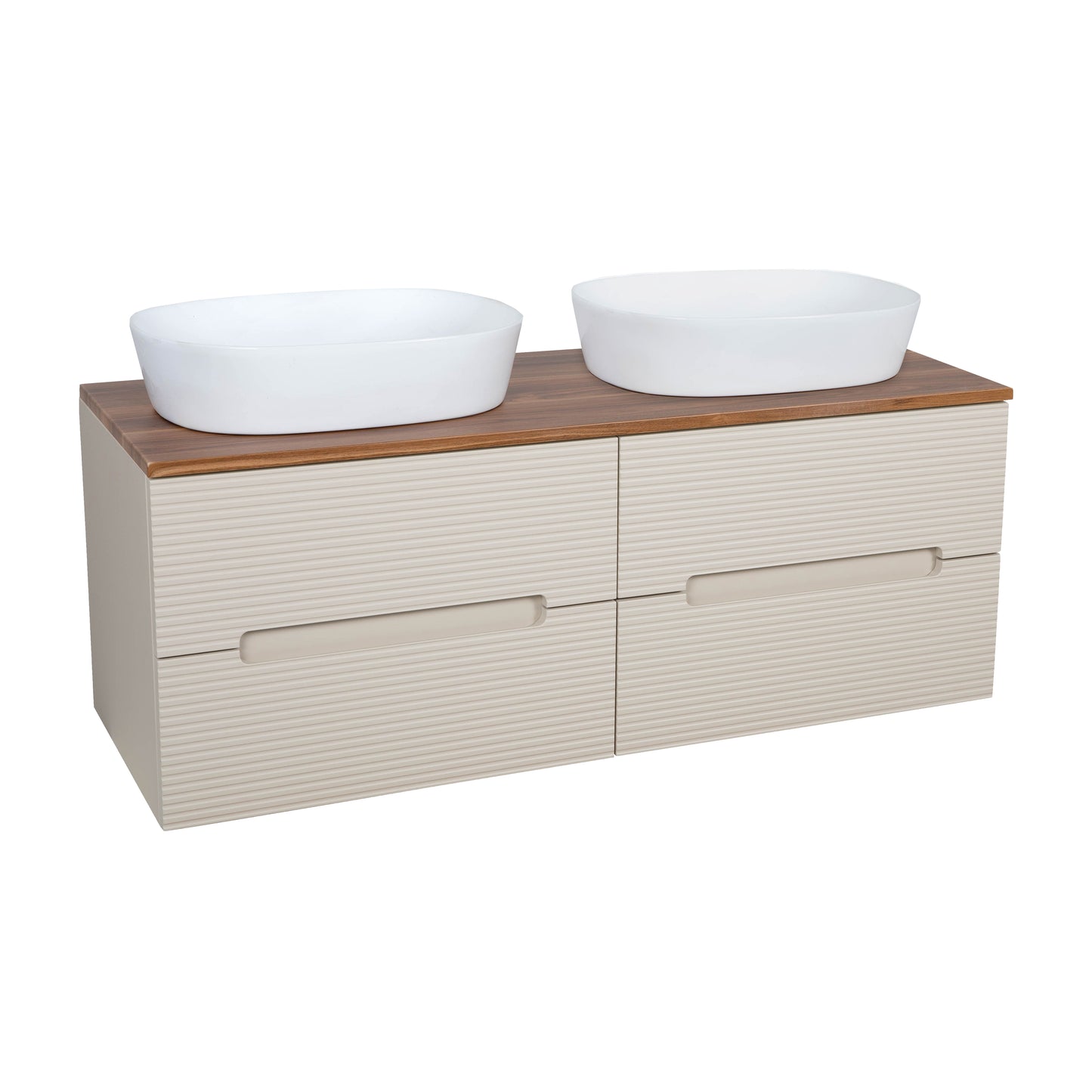 Tailored Bathrooms Monza Plus 1200mm Fluted Wall Hung Double Vanity Unit & Countertop