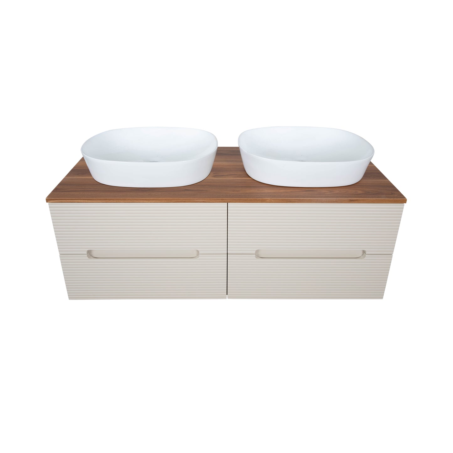 Tailored Bathrooms Monza Plus 1200mm Fluted Wall Hung Double Vanity Unit & Countertop