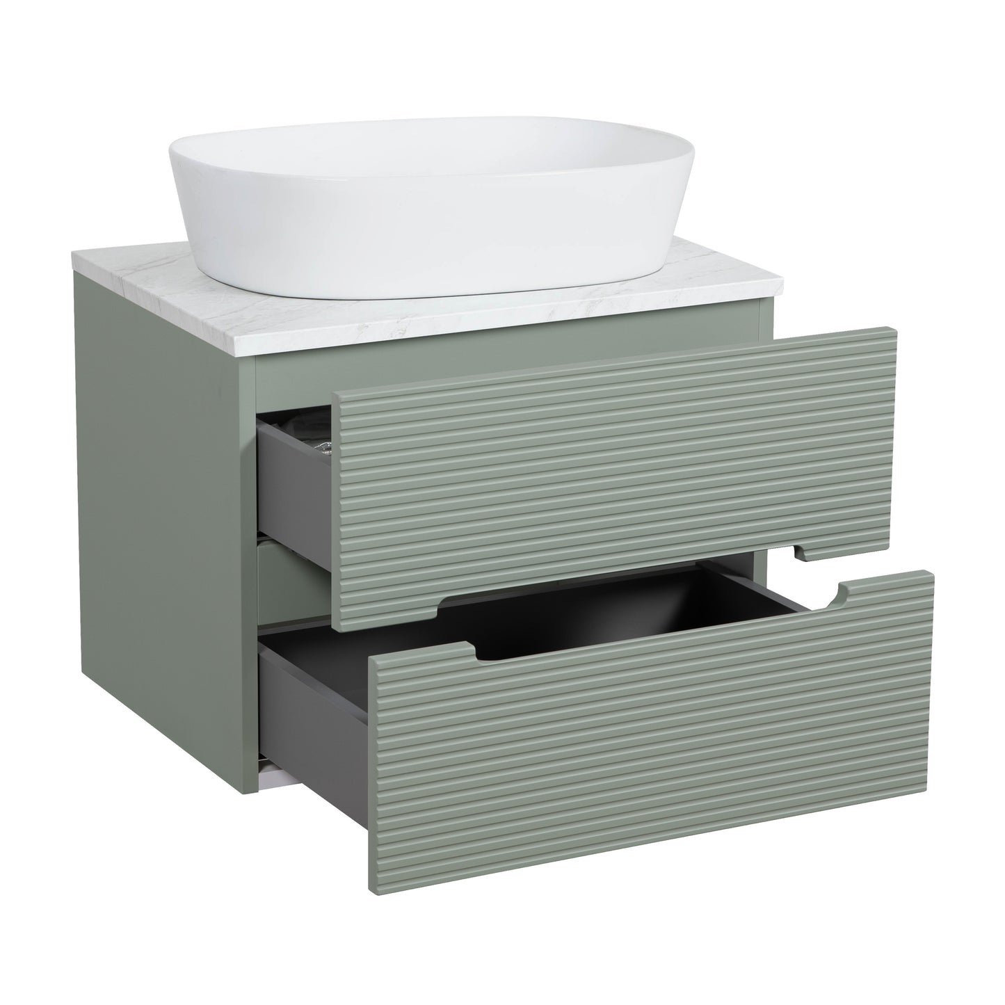 Tailored Bathrooms Monza Plus 600mm Fluted Wall Hung Vanity & Counter Top | A Modern Statement Piece for Your Bathroom