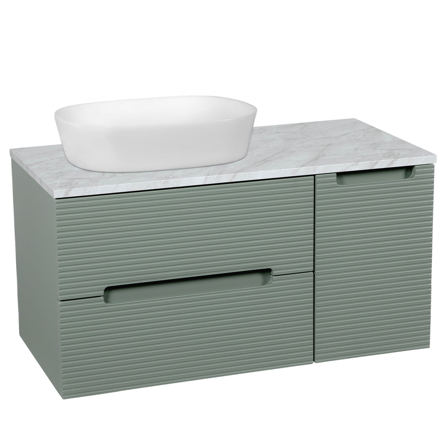 Tailored Bathrooms Monza Plus 900mm Fluted Wall Hung Vanity Unit & Countertop