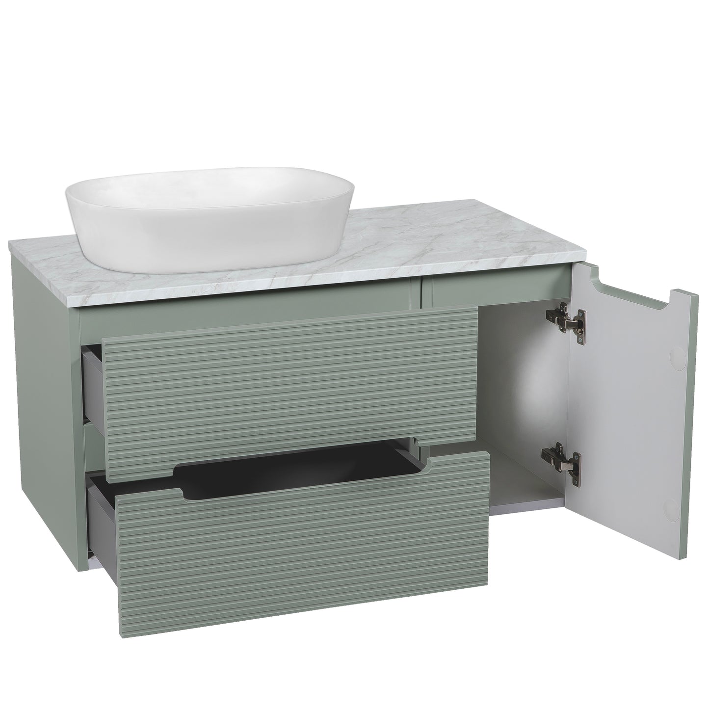 Tailored Bathrooms Monza Plus 900mm Fluted Wall Hung Vanity Unit & Countertop