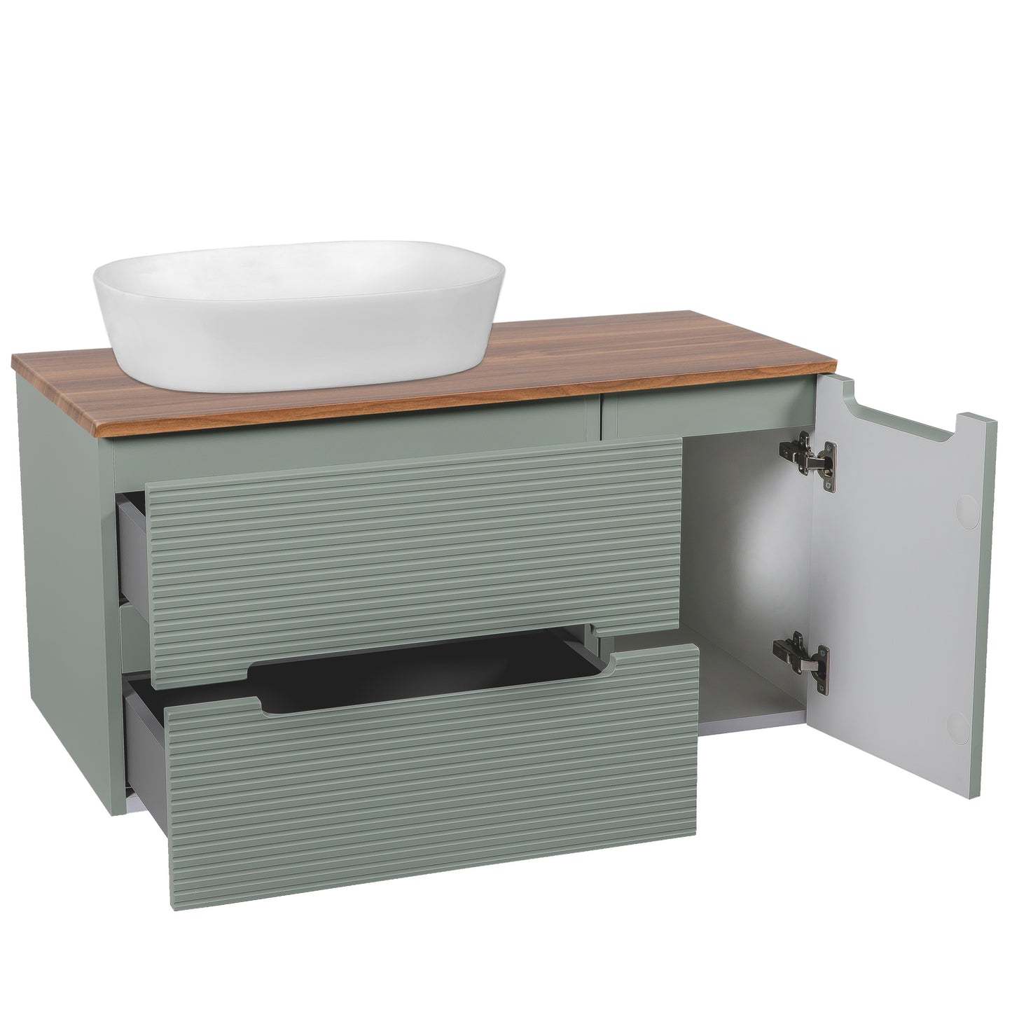 Tailored Bathrooms Monza Plus 900mm Fluted Wall Hung Vanity Unit & Countertop