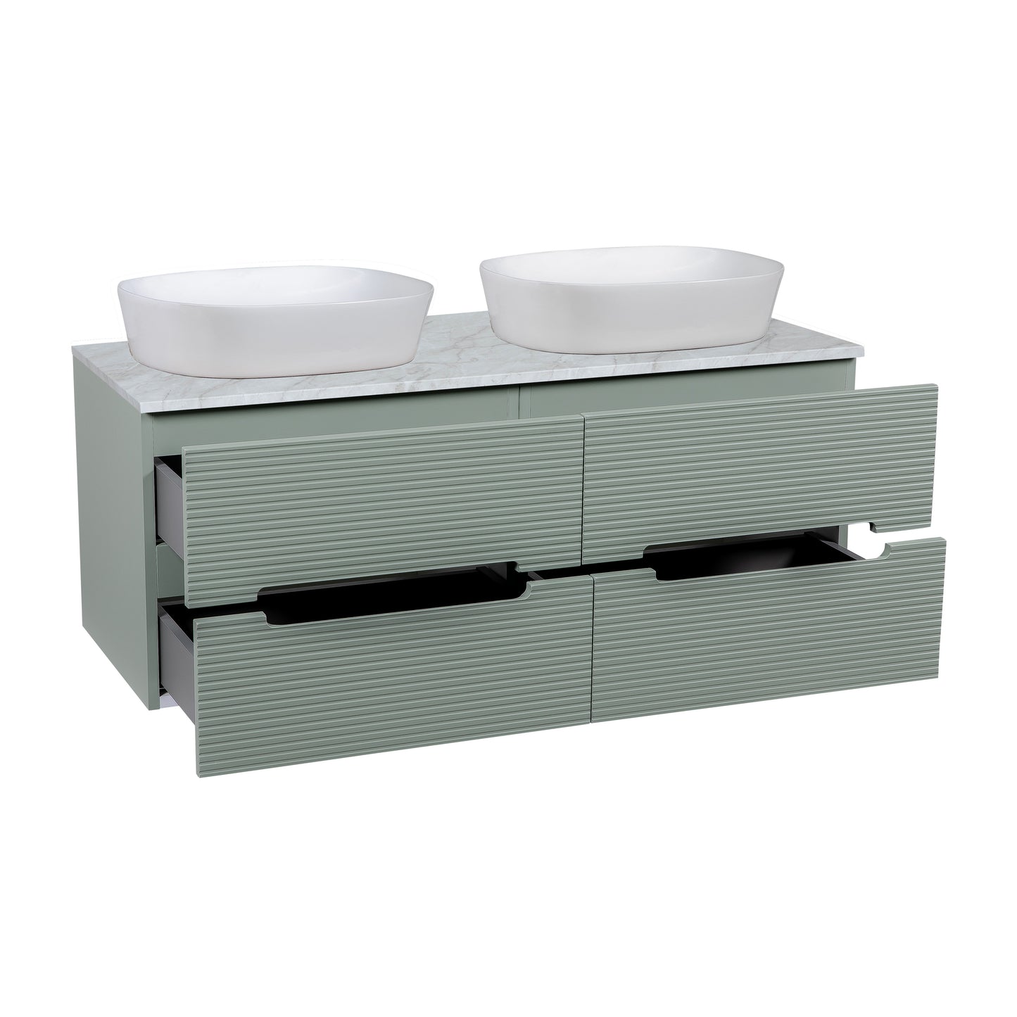 Tailored Bathrooms Monza Plus 1200mm Fluted Wall Hung Double Vanity Unit & Countertop