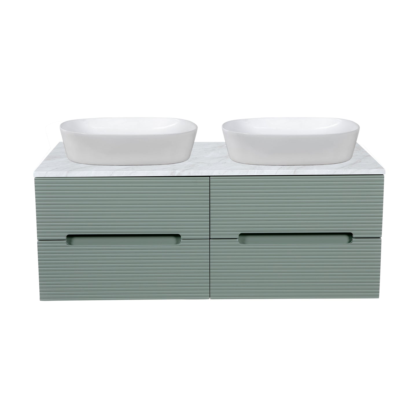 Tailored Bathrooms Monza Plus 1200mm Fluted Wall Hung Double Vanity Unit & Countertop