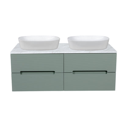 Tailored Bathrooms Monza Plus 1200mm Fluted Wall Hung Double Vanity Unit & Countertop