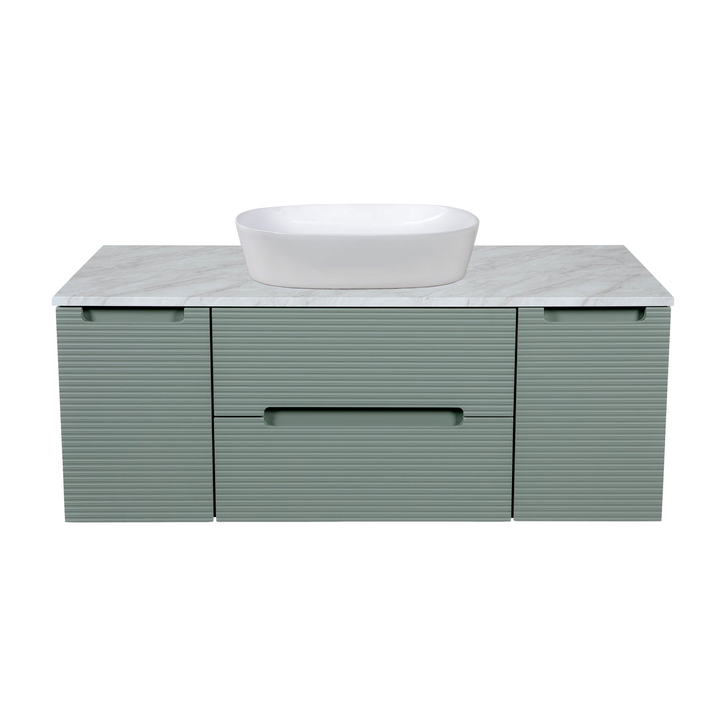 Tailored Bathrooms Monza Plus 1200mm Fluted Wall Hung Vanity with 2 Side Cabinets & Countertop