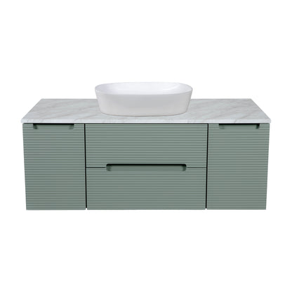 Tailored Bathrooms Monza Plus 1200mm Fluted Wall Hung Vanity with 2 Side Cabinets & Countertop