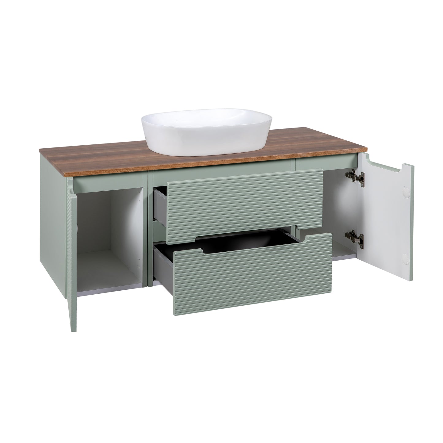 Tailored Bathrooms Monza Plus 1200mm Fluted Wall Hung Vanity with 2 Side Cabinets & Countertop