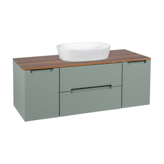 Tailored Bathrooms Monza Plus 1200mm Fluted Wall Hung Vanity with 2 Side Cabinets & Countertop
