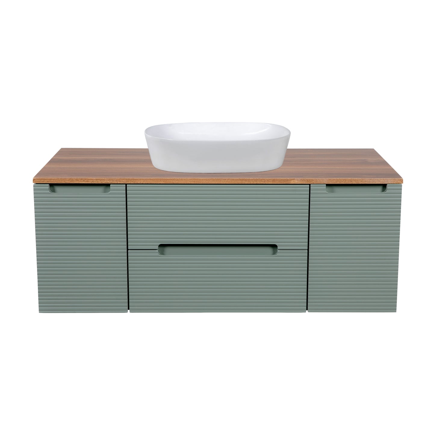 Tailored Bathrooms Monza Plus 1200mm Fluted Wall Hung Vanity with 2 Side Cabinets & Countertop