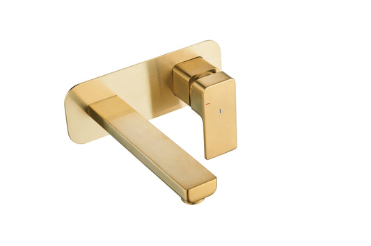 Tailored Bathrooms Quadrado Square Wall Mounted ECO Control / Cold Water Start Basin Mixer – Brushed Brass, Chrome, or Black