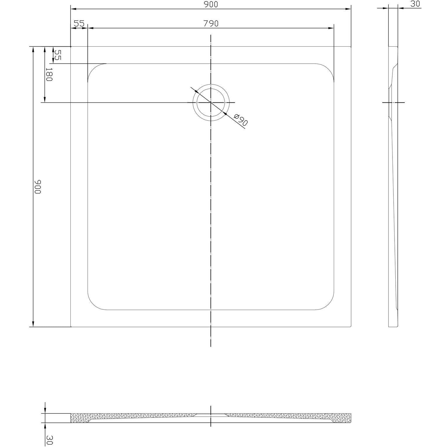 Tailored Bathrooms Square 30mm Low Profile Shower Tray