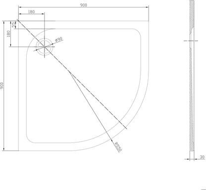 Tailored Bathrooms Quad 30mm Low Profile Shower Tray
