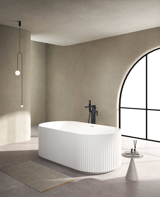 Tailored Bathrooms Flauto Matte White Freestanding Fluted Bath – 1700 x 800mm