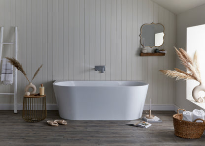 Roll Top Bath Company Grace Freestanding Bath – D Shaped Acrylic Back-to-Wall Bathtub