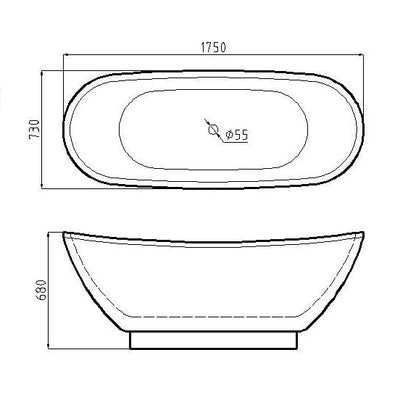 Roll Top Bath Company Doris Freestanding Bath – Double Ended Crescent Wing Acrylic Bathtub