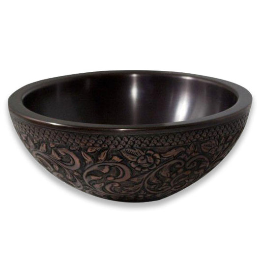 Coppersmith Creations Copper Sink Double wall Embossing Outside Inside Plain