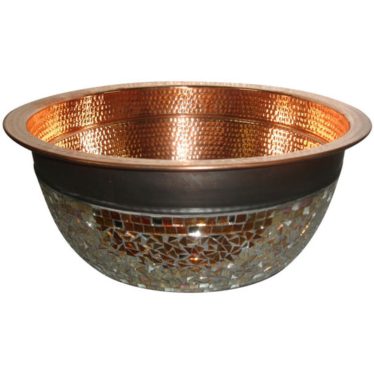 Coppersmith Creations Copper Sink Glass Mosaic Exterior