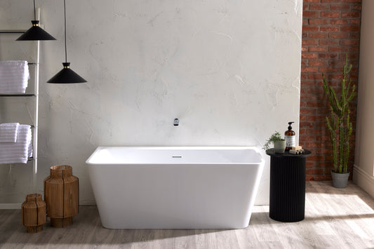Roll Top Bath Company Julie Freestanding Bath – Compact Back-to-Wall Acrylic Bathtub