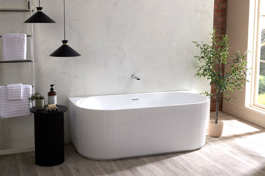 Roll Top Bath Company Sophia Back-to-Wall Freestanding Bath – Fluted Acrylic Bathtub