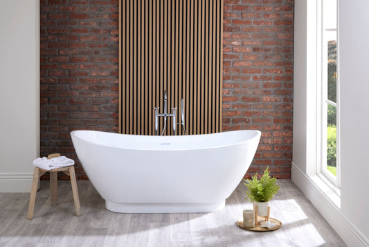 Roll Top Bath Company Doris Freestanding Bath – Double Ended Crescent Wing Acrylic Bathtub
