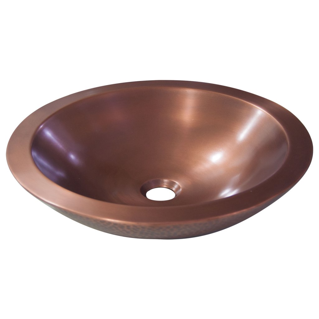 Coppersmith Creations Double Wall Round Copper Sink Hammered 18" x 5"