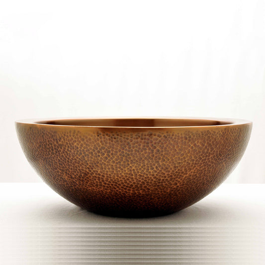 Coppersmith Creations Double Wall Copper Sink Outside Hammered Inside Smooth 16″ x 6″