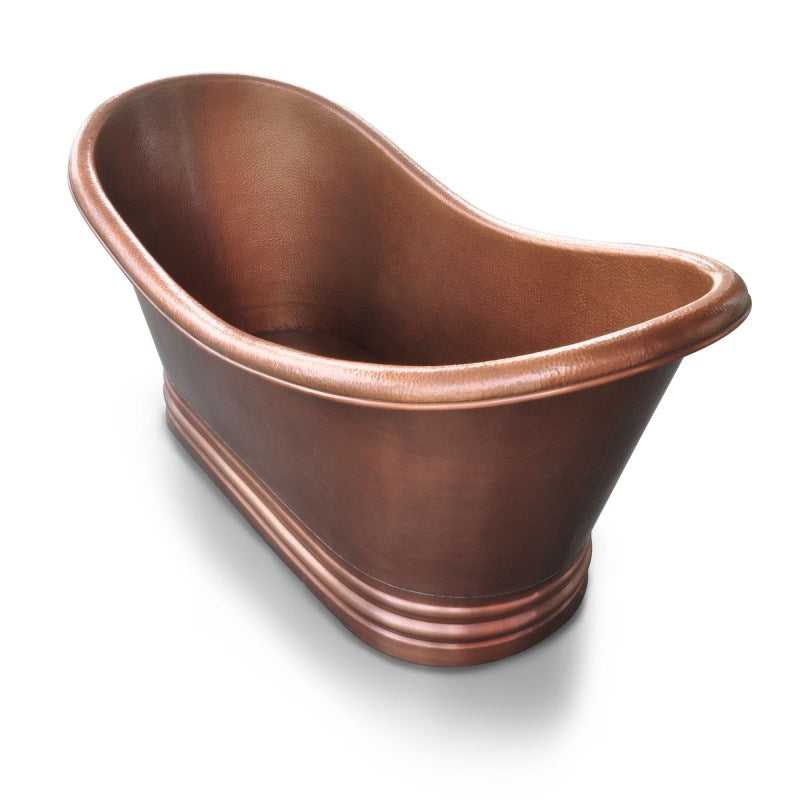 Coppersmith Creations Ribbed Base Hammered Antique Copper Freestanding Tub