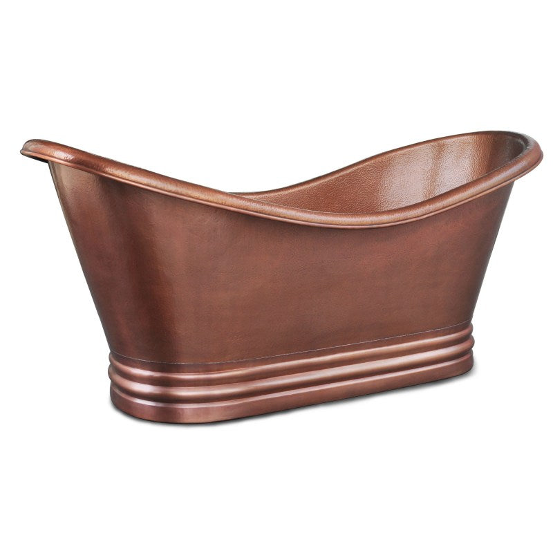 Coppersmith Creations Ribbed Base Hammered Antique Copper Freestanding Tub