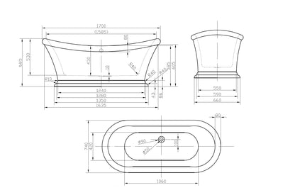 Roll Top Bath Company Mae Freestanding Bath – Traditional Acrylic Spa-Inspired Bathtub