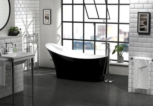Charlotte Edwards Portobello Freestanding Bath - Gloss Black