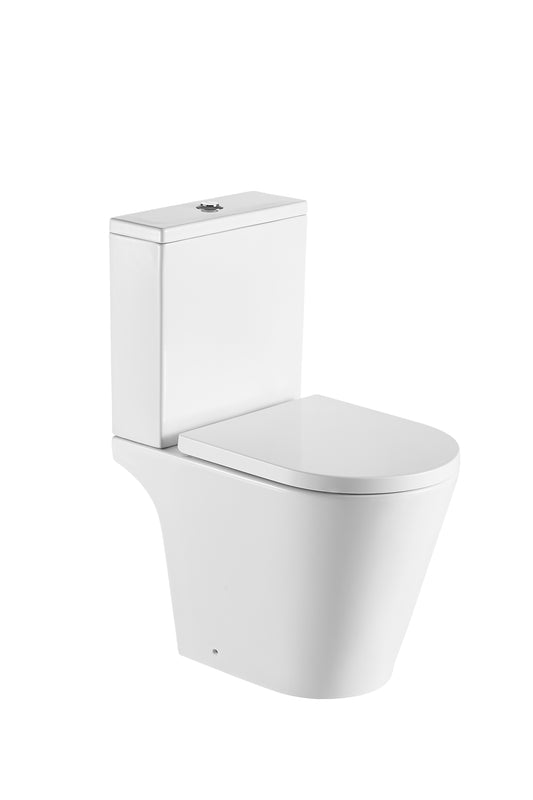 Tailored Bathrooms Ferrara Rimless Comfort Height Toilet, 595 Short Projection D Shape Pan, Cistern, Seat & Fittings – Open Back