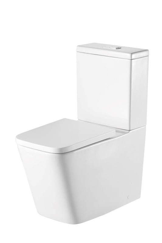 Tailored Bathrooms Milan Rimless Close Coupled Square Closed Back Pan, Cistern, Seat & Fixings – Soft Close DP UF Seat