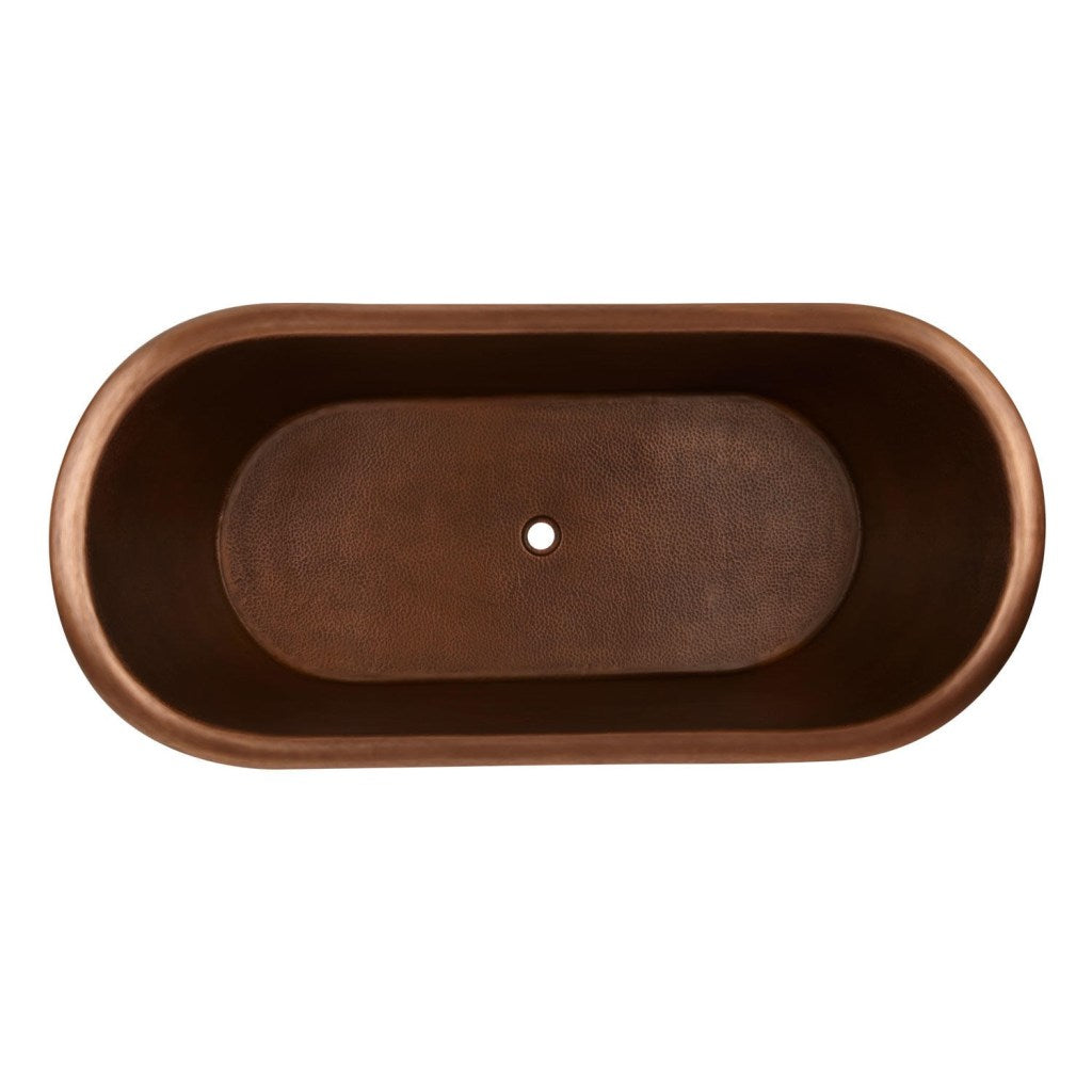 Coppersmith Creations Hammered Clawfoot Copper Double Slipper Tub