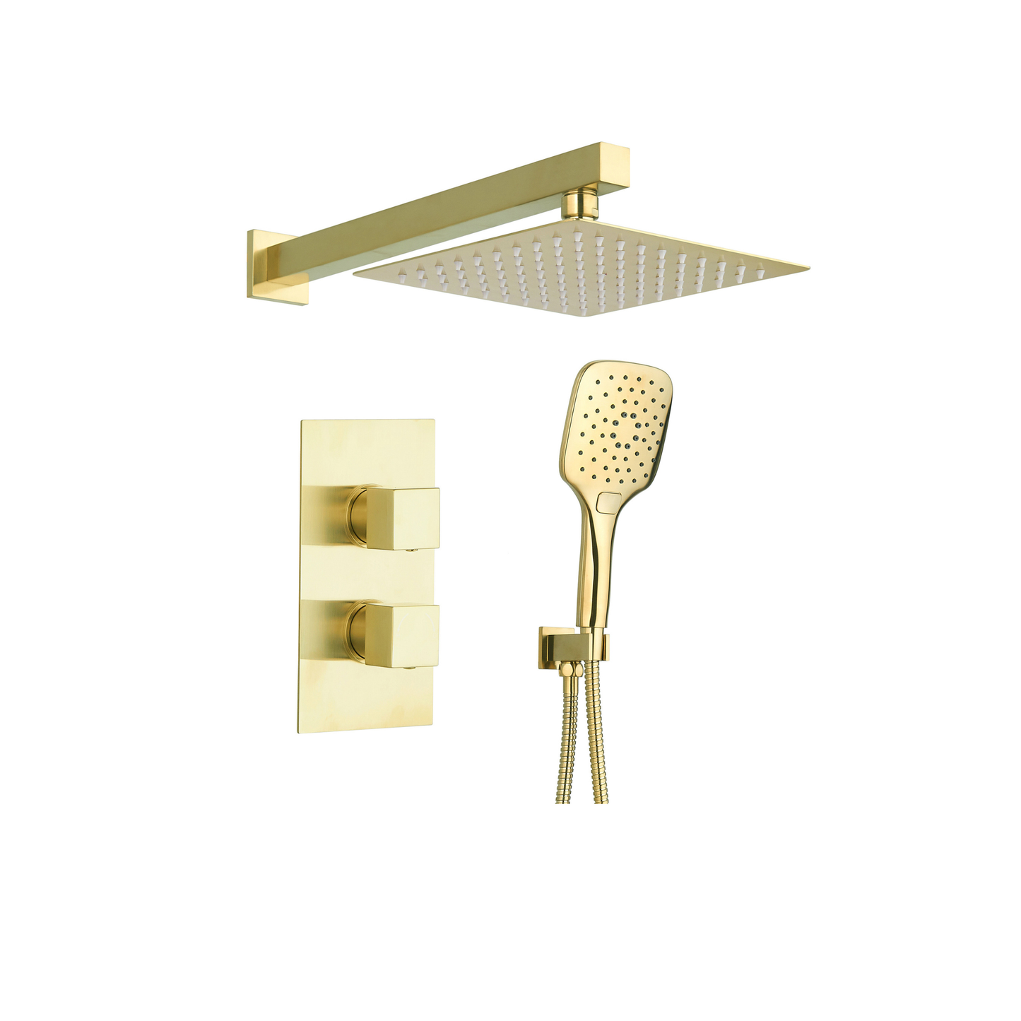 Tailored Bathrooms Square Concealed Thermostatic 2 Handle 2 Way Shower Kit