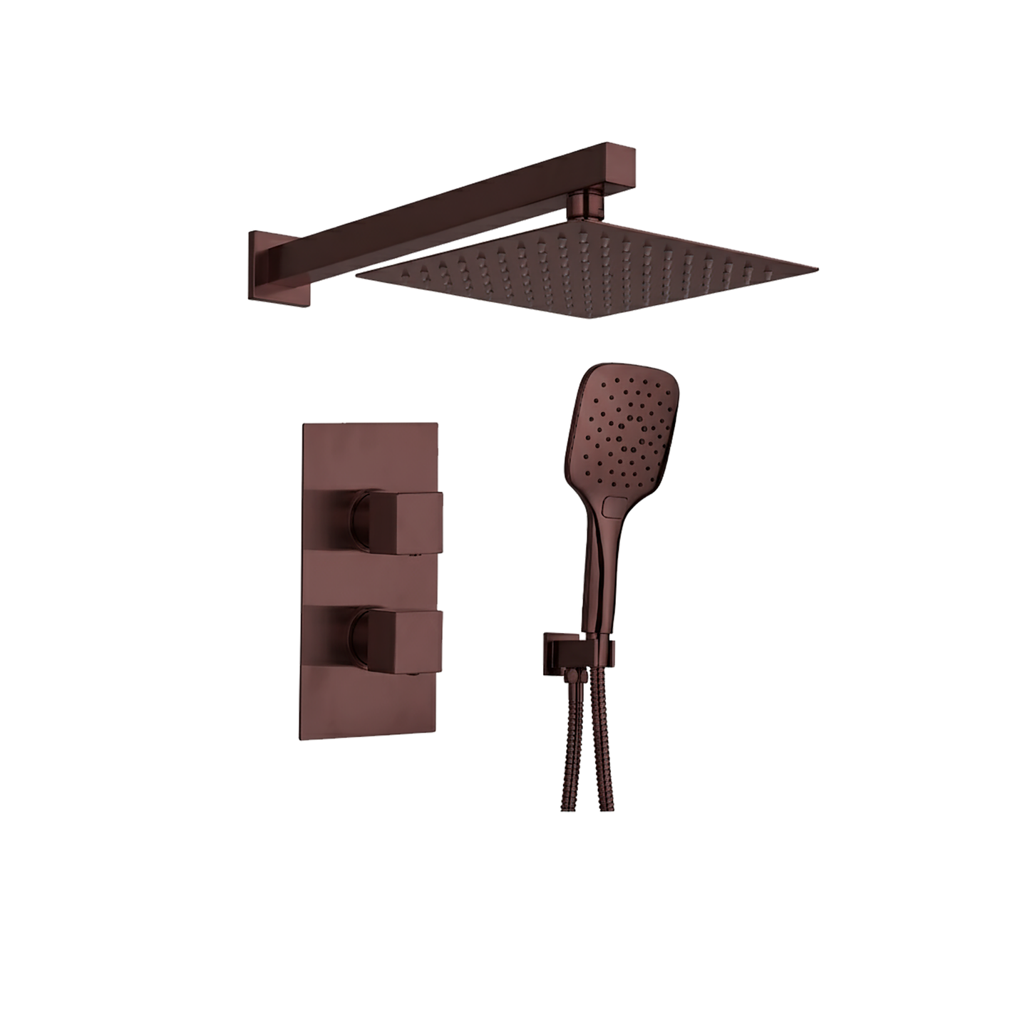 Tailored Bathrooms Square Concealed Thermostatic 2 Handle 2 Way Shower Kit